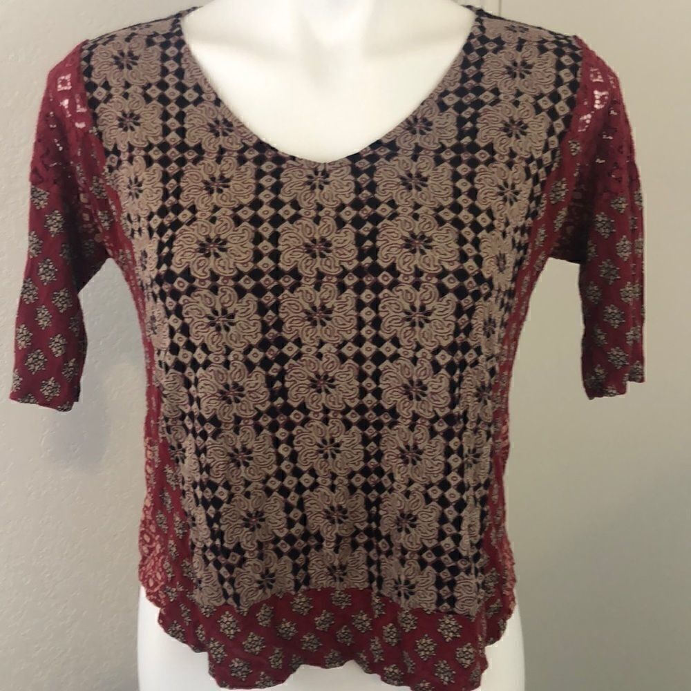 Lucky Brand red black top